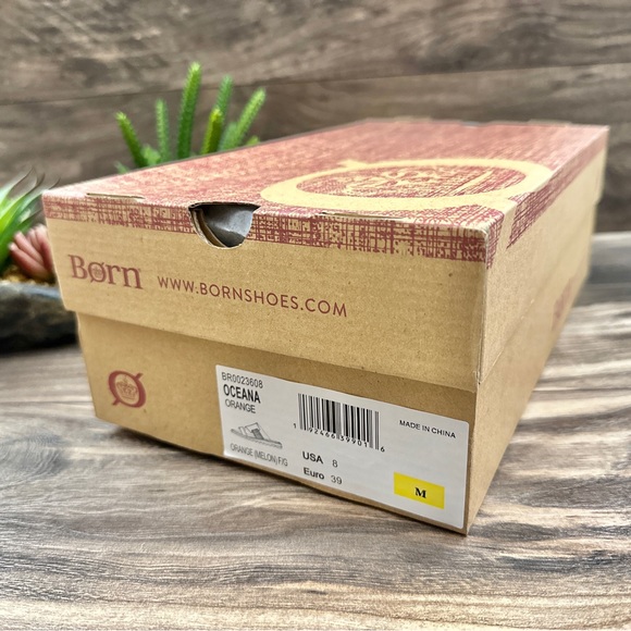 NIB Born Oceana Leather Slide Sandal Orange - Picture 12 of 15